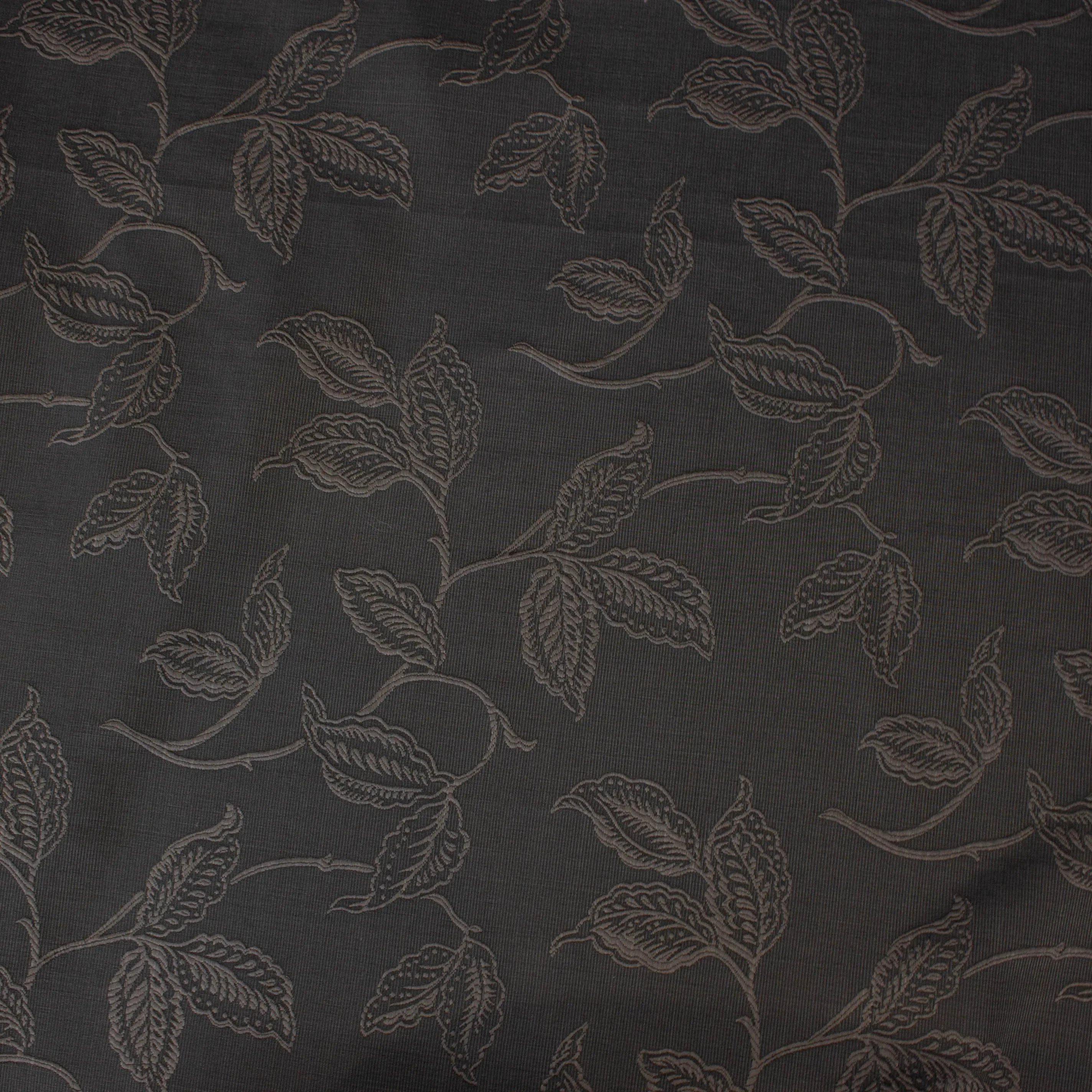 Polyester grijs met jacquard bladeren